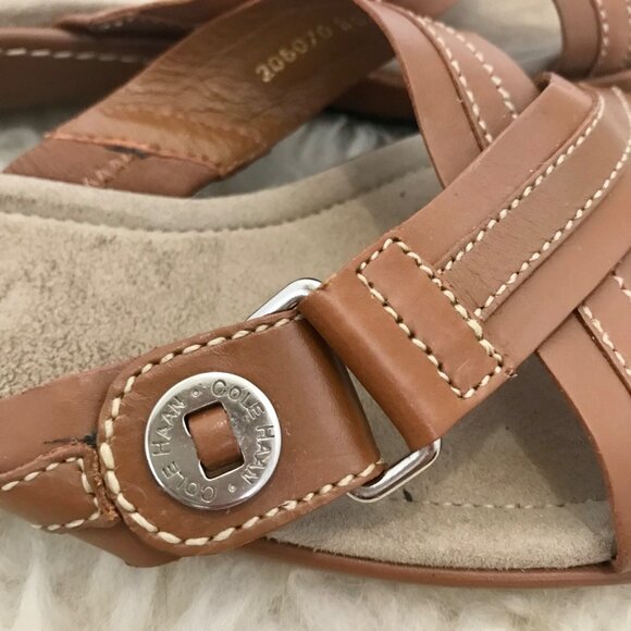 Cole Haan X Nike Air Women's Strappy Brown Leather Comfort Walking Sandal Size 8 - Picture 6 of 12